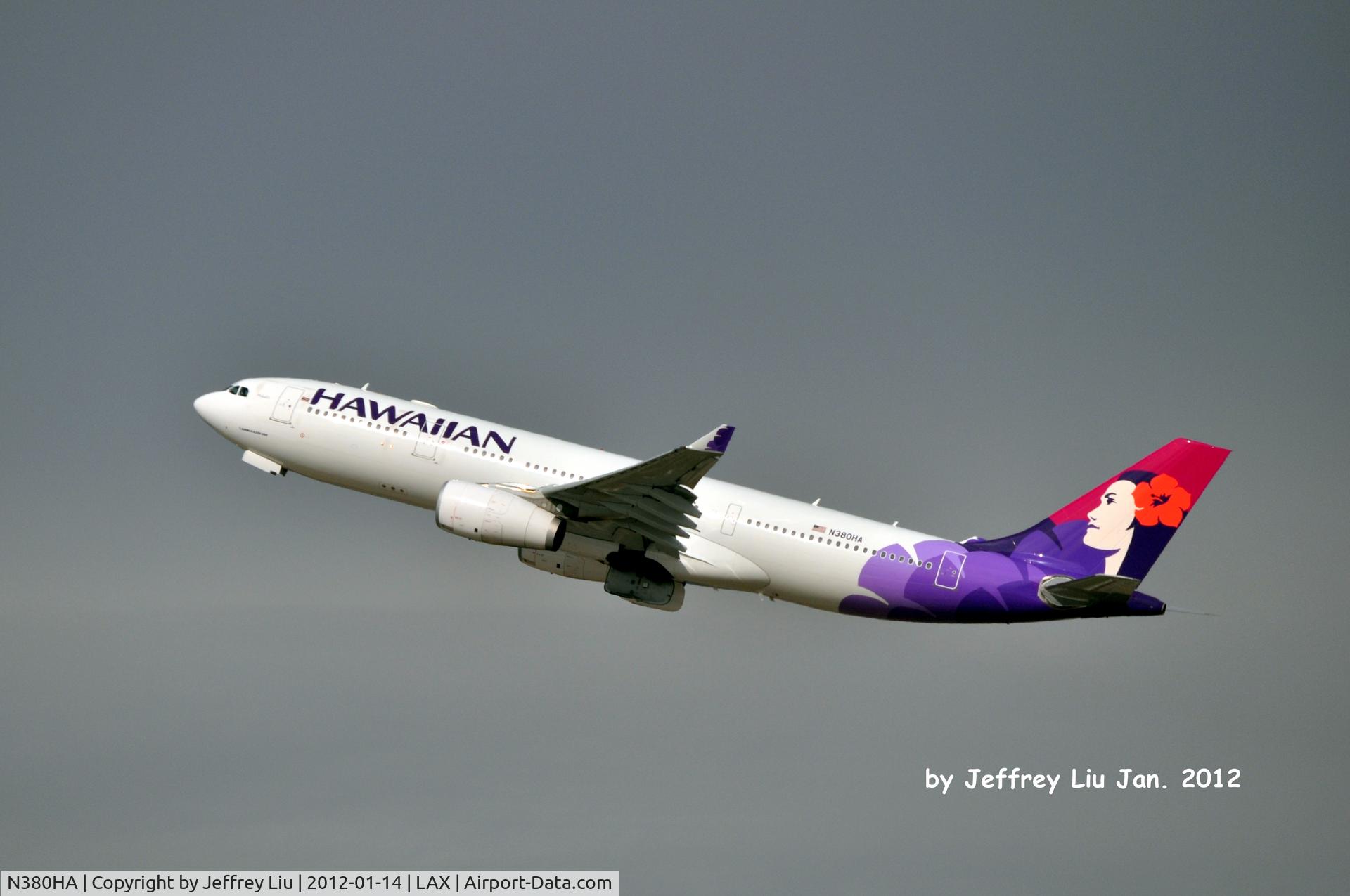 N380HA, 2010 Airbus A330-243 C/N 1104, Tookoff from LAX