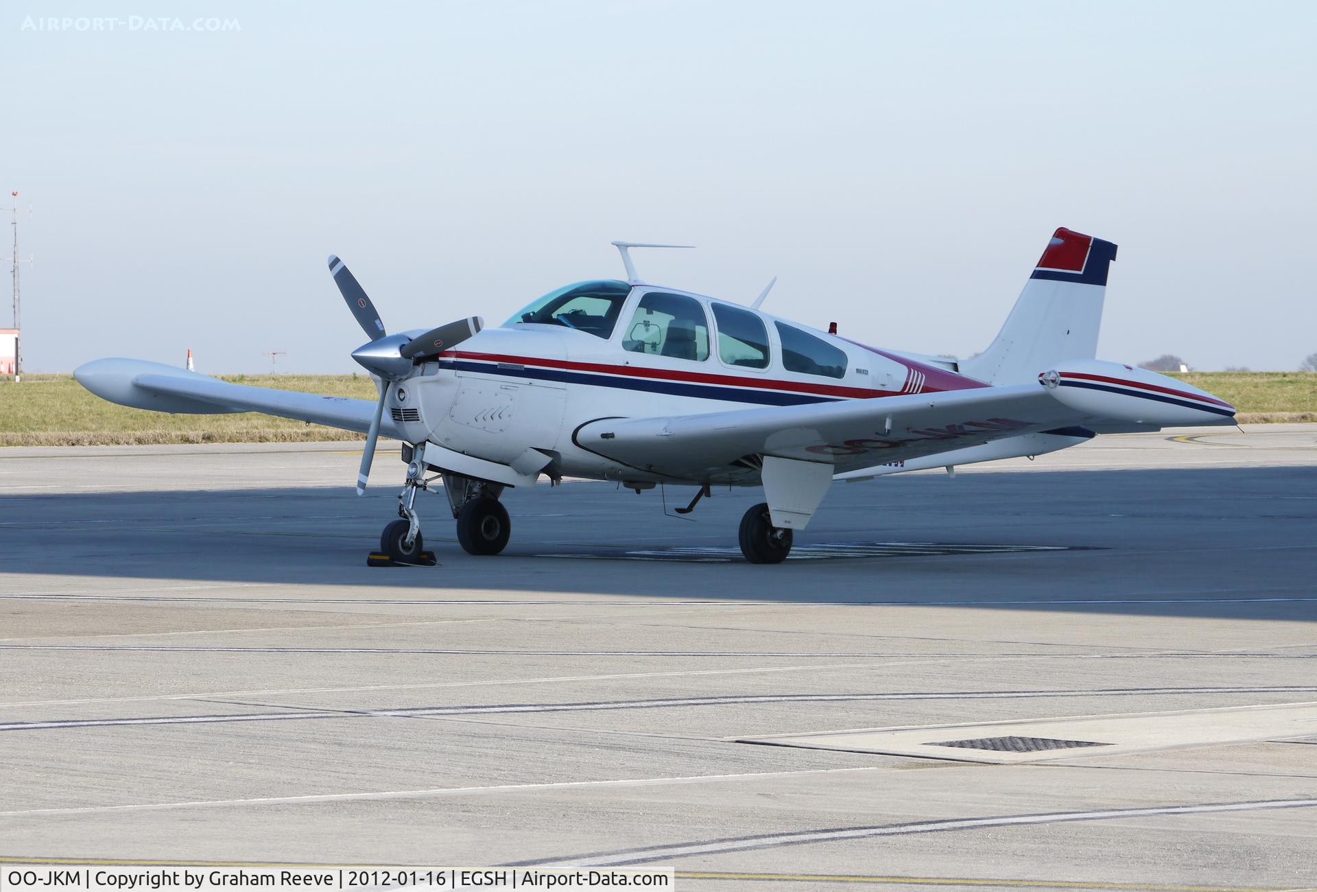 OO-JKM, 1974 Beech F33A Bonanza C/N CE487, Parked at Norwich.
