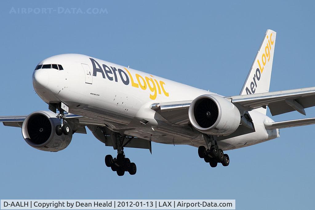 D-AALH, 2010 Boeing 777-FZN C/N 36200, Aero Logic D-AALH on short final to RWY 25L. Rare daytime arrival.