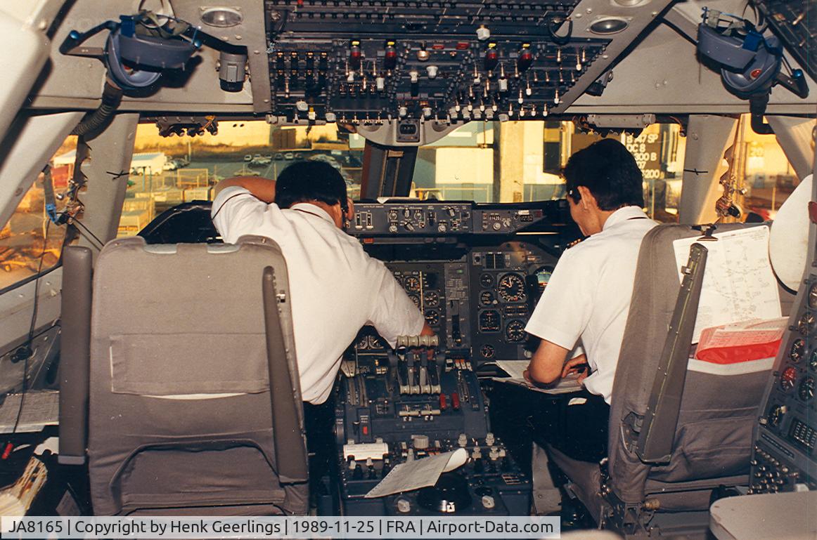 JA8165, 1979 Boeing 747-221F C/N 21743, JAL Cargo. Cockpit ready for dep from FRA to TYO via ANC