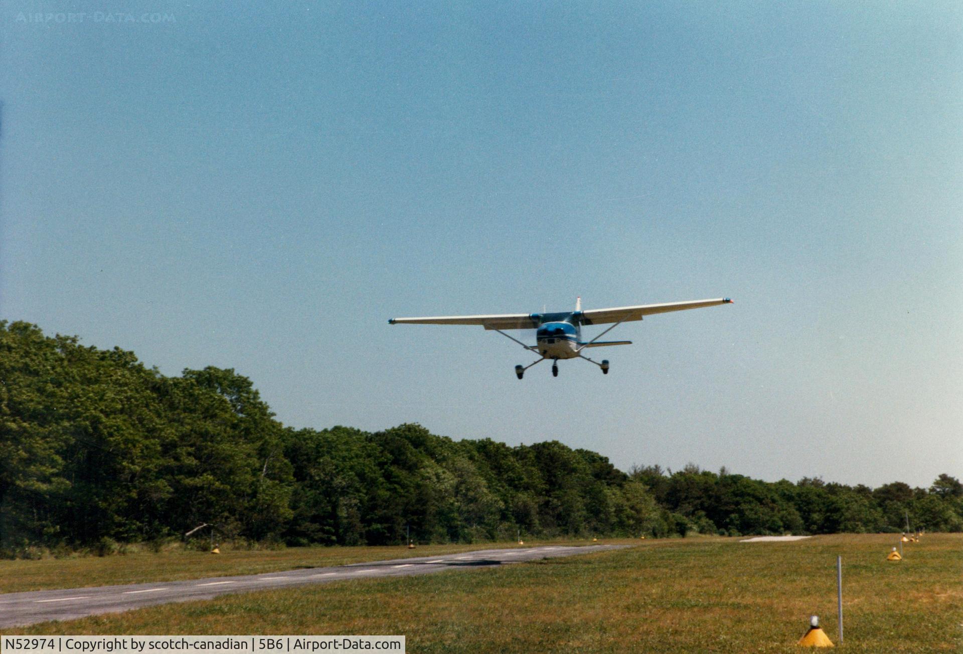 N52974, 1974 Cessna 182P Skylane C/N 18262981, Cessna 182P, N52974 departing on Runway 25 at Falmouth Airport, Falmouth, MA