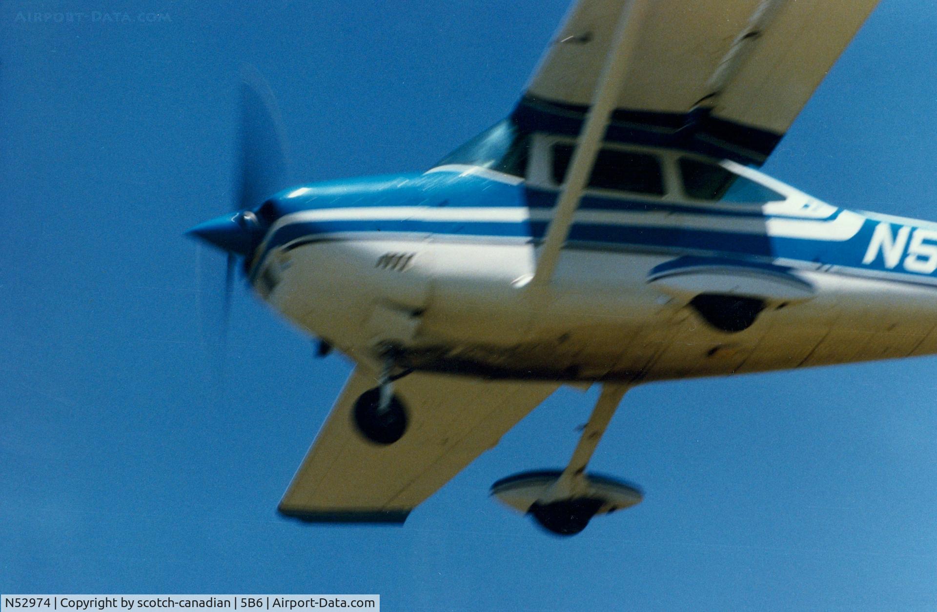 N52974, 1974 Cessna 182P Skylane C/N 18262981, Cessna 182P, N52974 departing on Runway 25 at Falmouth Airport, Falmouth, MA