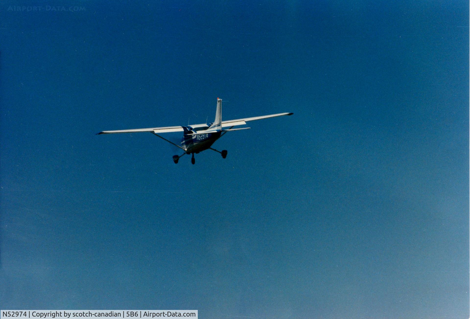 N52974, 1974 Cessna 182P Skylane C/N 18262981, Cessna 182P, N52974 departing on Runway 25 at Falmouth Airport, Falmouth, MA