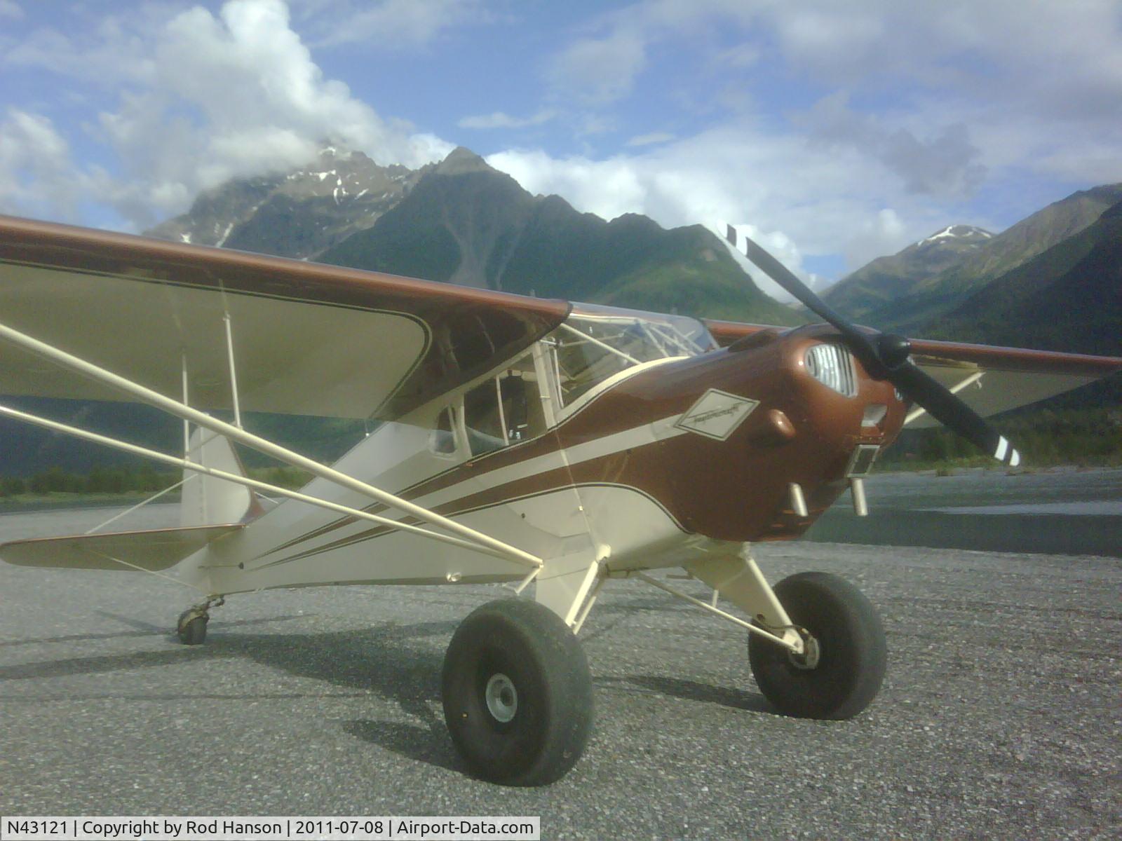 N43121, 1946 Taylorcraft BC12-D C/N 6780, NC-43121 reborn in May, 2011.  Photo taken at the base of Pioneer Peak near Palmer, Alaska.