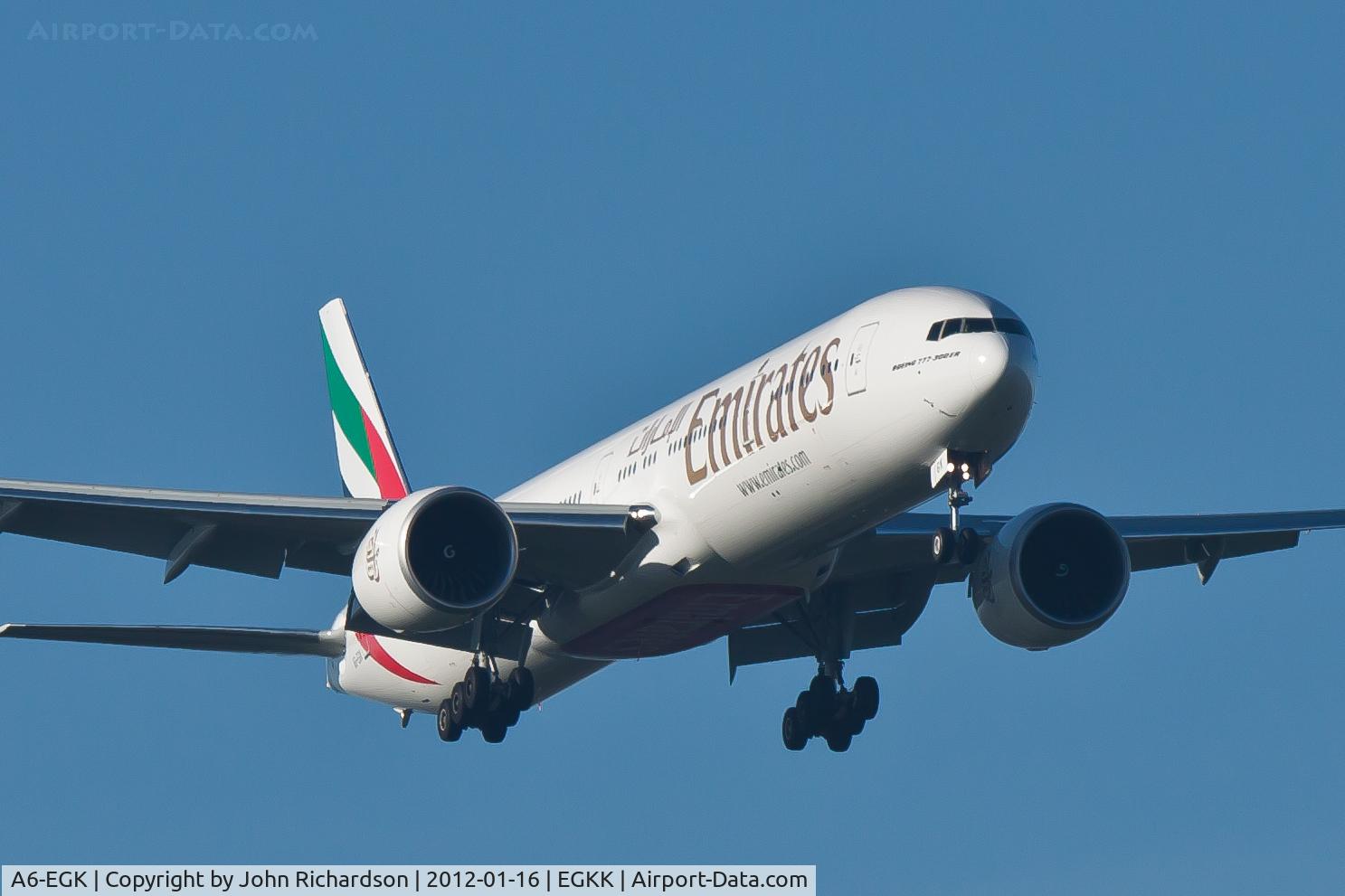 A6-EGK, 2011 Boeing 777-31H/ER C/N 41071, Finals in to Gatwick