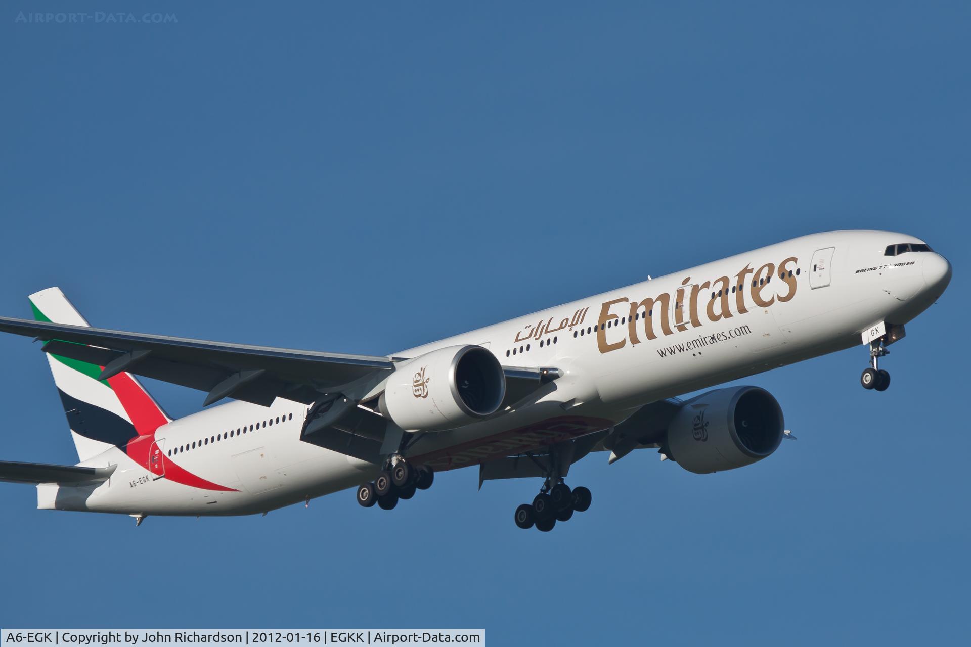 A6-EGK, 2011 Boeing 777-31H/ER C/N 41071, Finals in to Gatwick