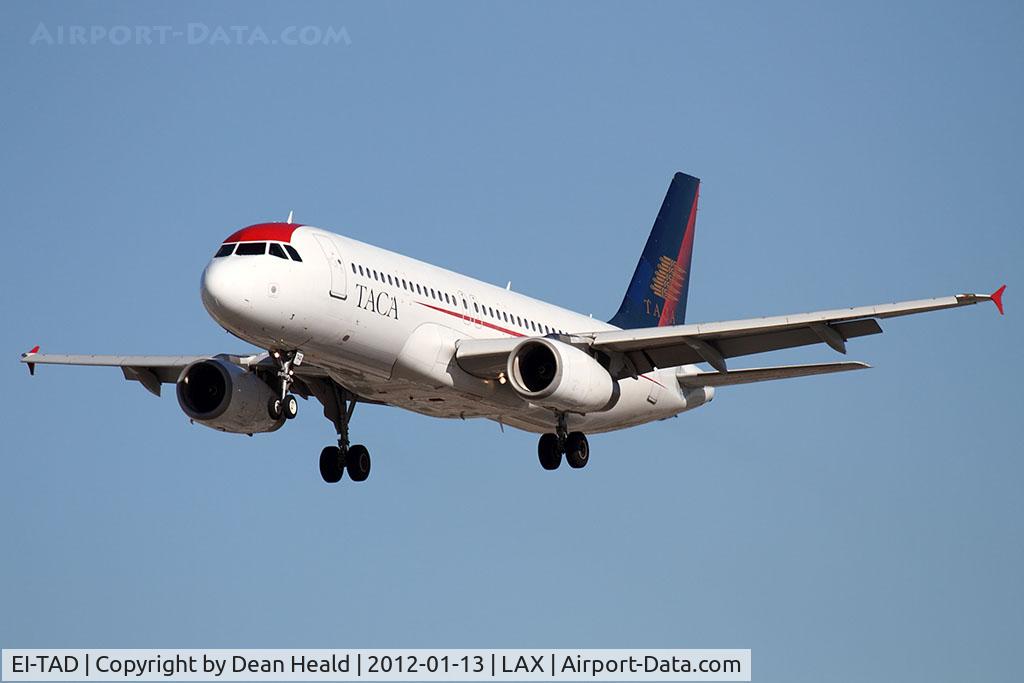 EI-TAD, 2000 Airbus A320-233 C/N 1334, TACA International Airlines EI-TAD (FLT TAI522) from El Salvador Int'l (MSLP/SAL) on short final to RWY 25L.