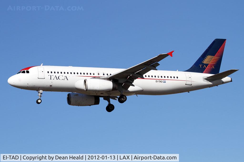 EI-TAD, 2000 Airbus A320-233 C/N 1334, TACA International Airlines EI-TAD (FLT TAI522) from El Salvador Int'l (MSLP/SAL) on short final to RWY 25L.