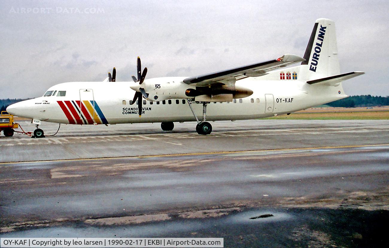OY-KAF, 1989 Fokker 50 C/N 20163, Billund Denmark 17.2.90