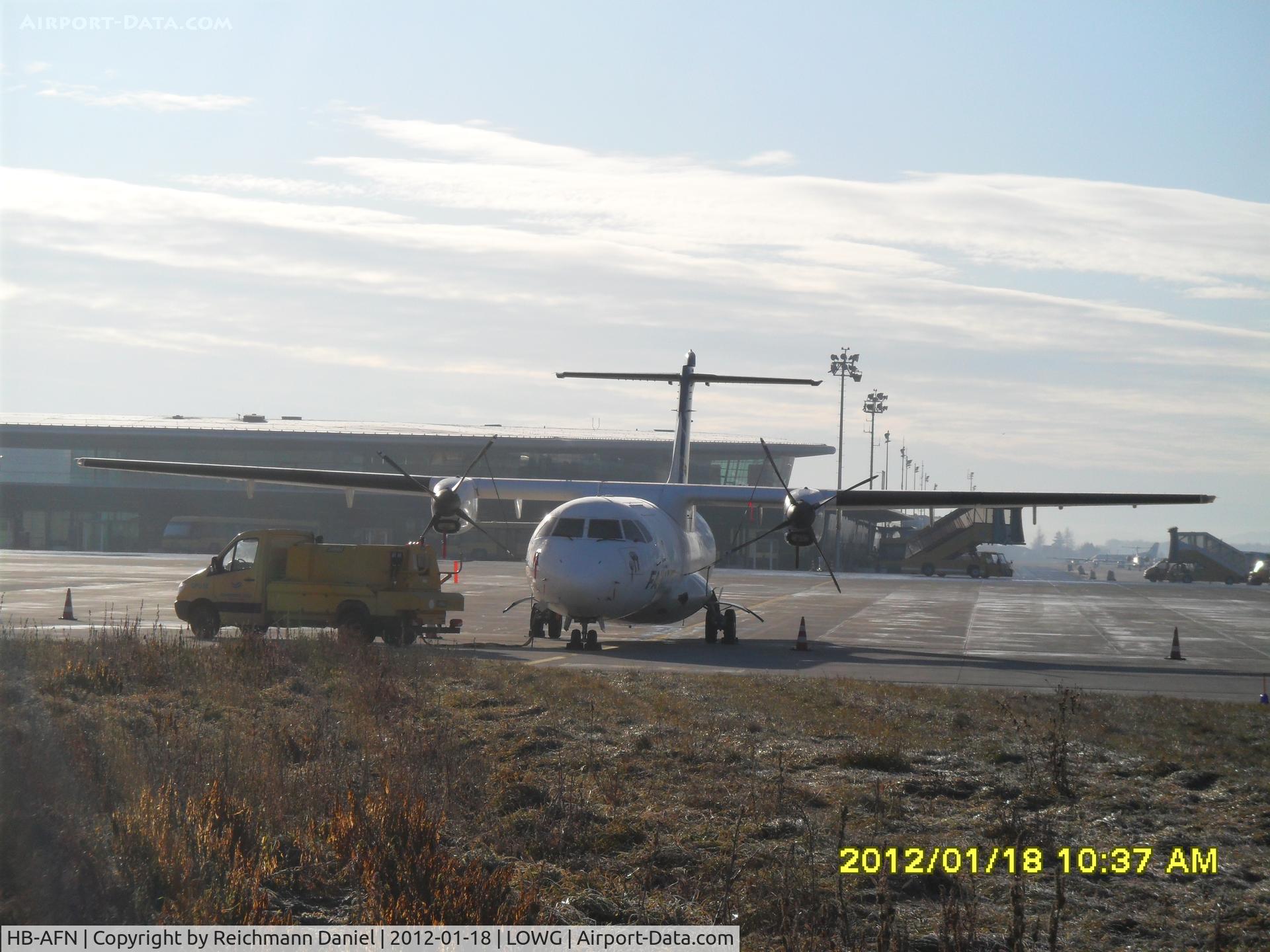 HB-AFN, 1994 ATR 72-201 C/N 389, Resting on an cold winter morning in front of the terminal ...