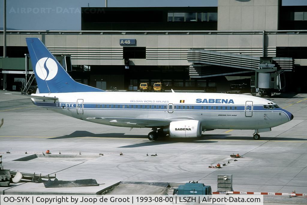 OO-SYK, 1992 Boeing 737-529 C/N 26538, old Sabena colors