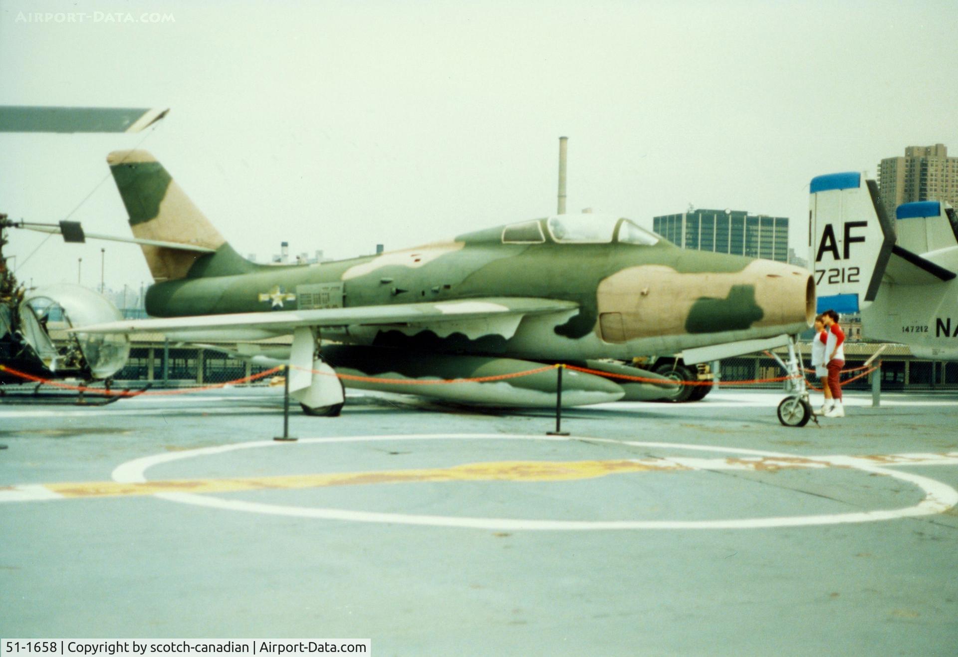 51-1658, 1951 Republic F-84F Thunderstreak C/N Not found 51-1658, Republic F-84F Thunderstreak S/N 51-1658 at the Intrepid Sea-Air-Space Museum, New York City, NY - circa early 1990's