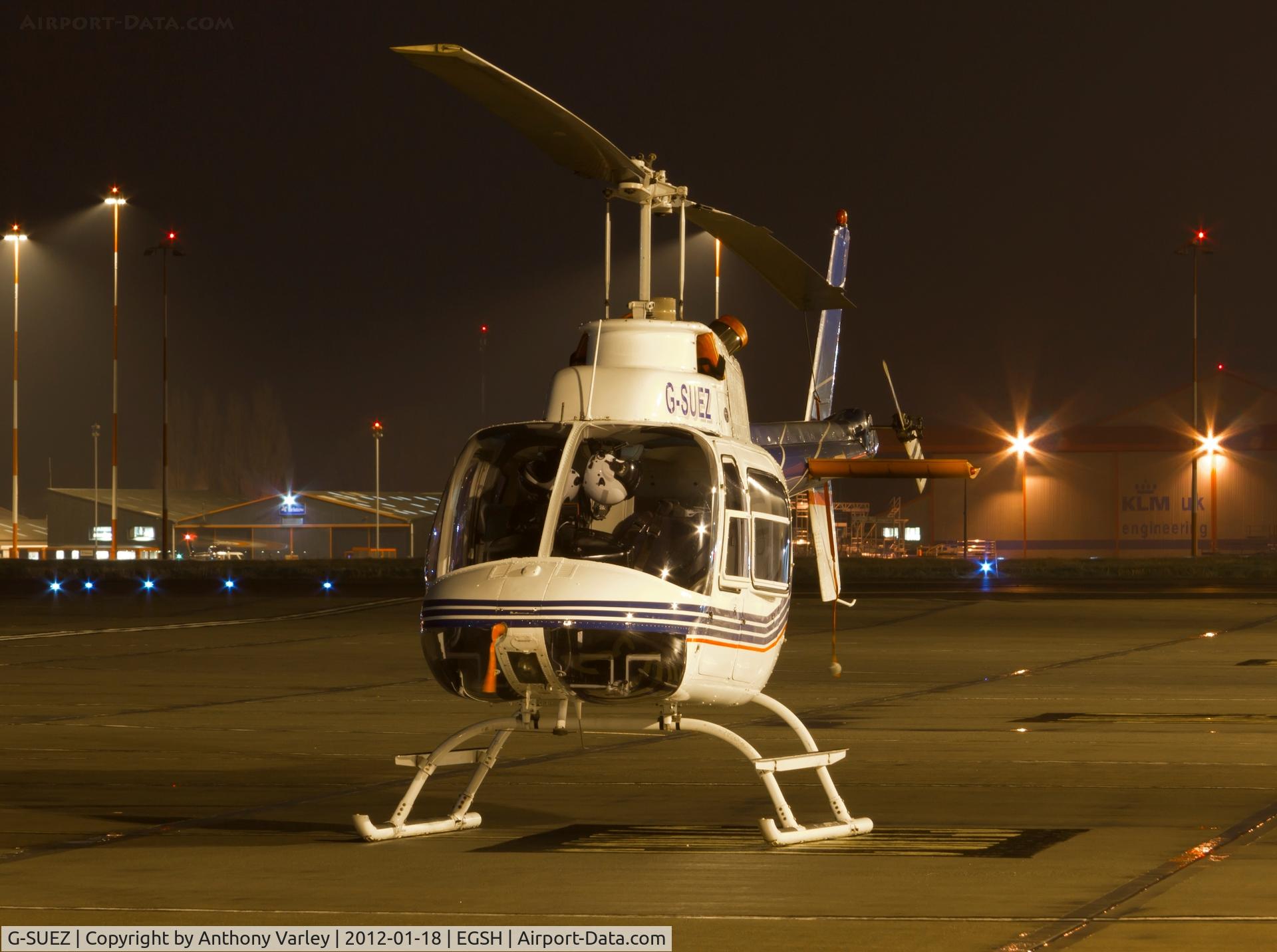 G-SUEZ, 1970 Agusta AB-206B JetRanger II C/N 8319, Sat under the floodlights at SaxonAir.