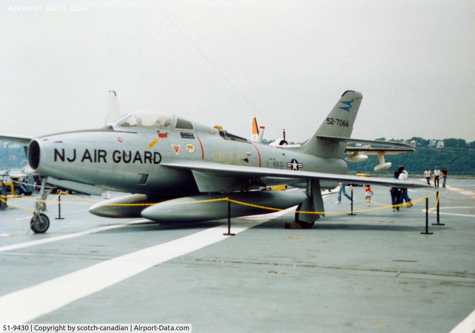 51-9430, 1952 General Motors F-84F-51-GK Thunderstreak C/N Not found 51-9430, General Motors F-84F-30-GK Thunderstreak S/N 51-9430 at the Intrepid Sea-Air-Space Museum, New York City, NY - circa early 1990's