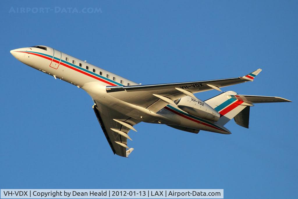 VH-VDX, 2001 Bombardier BD-700-1A10 Global Express C/N 9101, Pratt Holdings Proprietary Limited's 2001 Bombardier BD-700-1A10 Global Express VH-VDX climbing out from RWY 25L.
