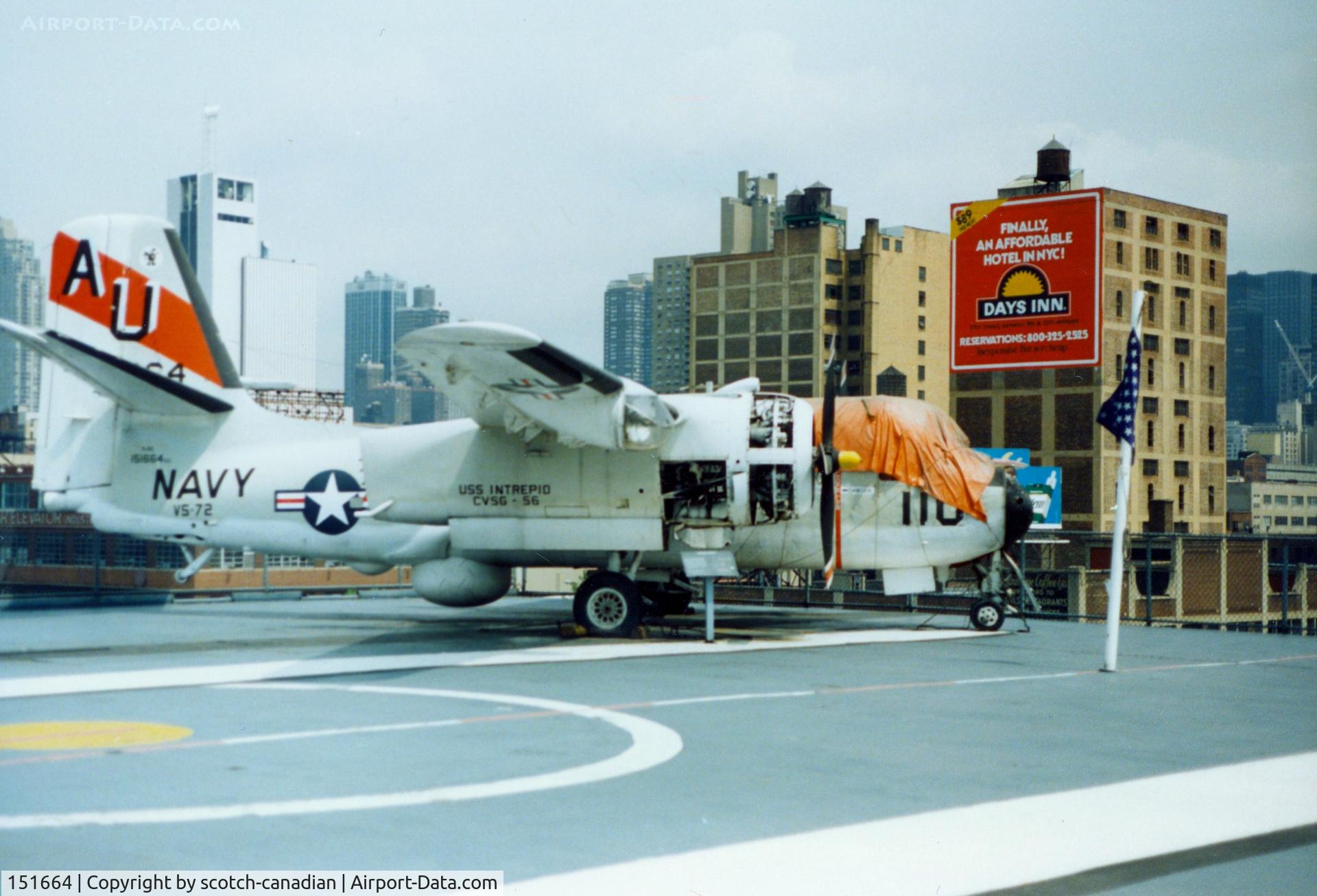 151664, Grumman S-2E Tracker C/N 197C, Grumman S-2E Tracker S/N 151664 at the Intrepid Sea-Air-Space Museum, New York City, NY - circa early 1990's 
