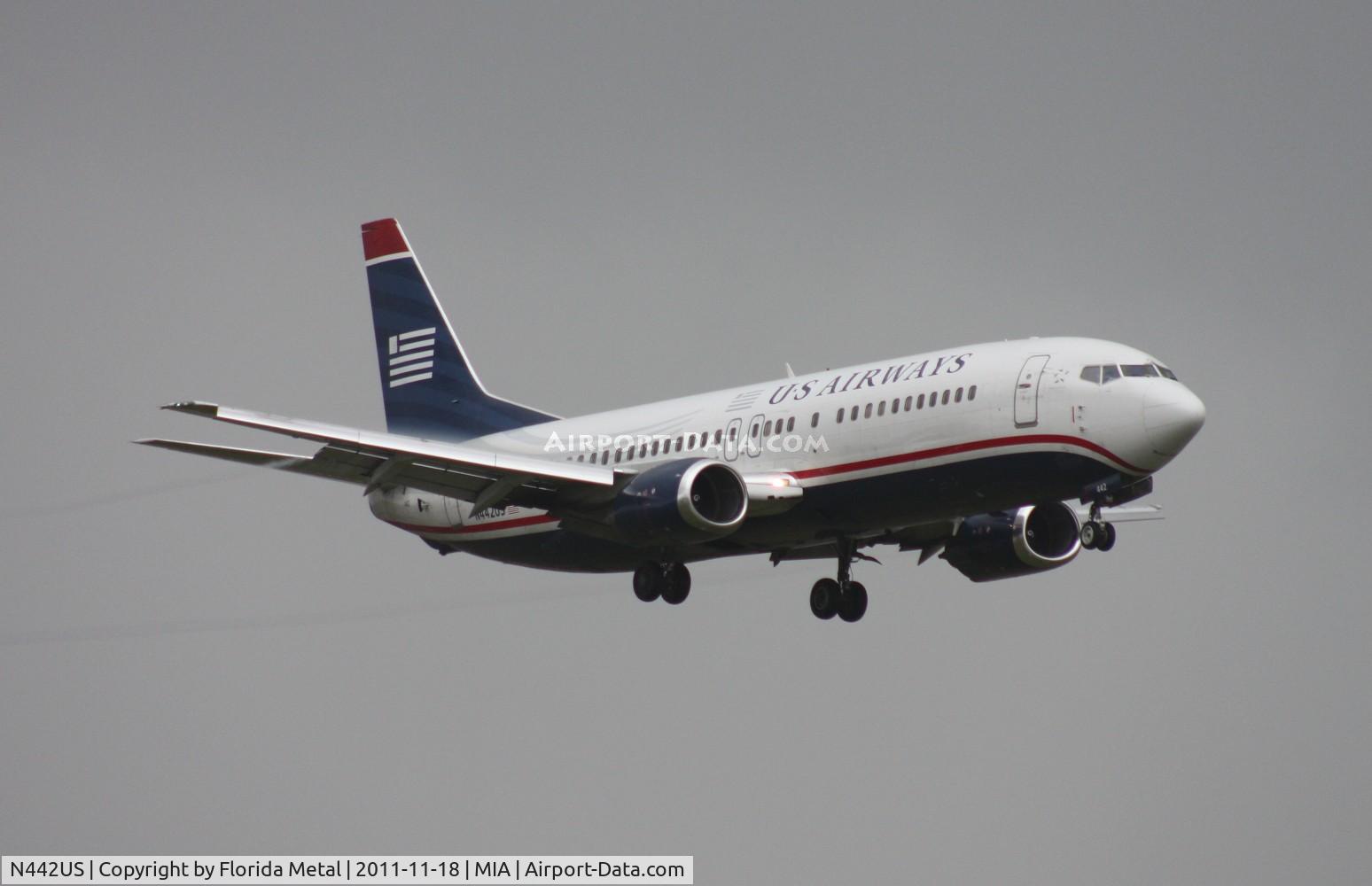 N442US, 1990 Boeing 737-4B7 C/N 24841, US Airways 737