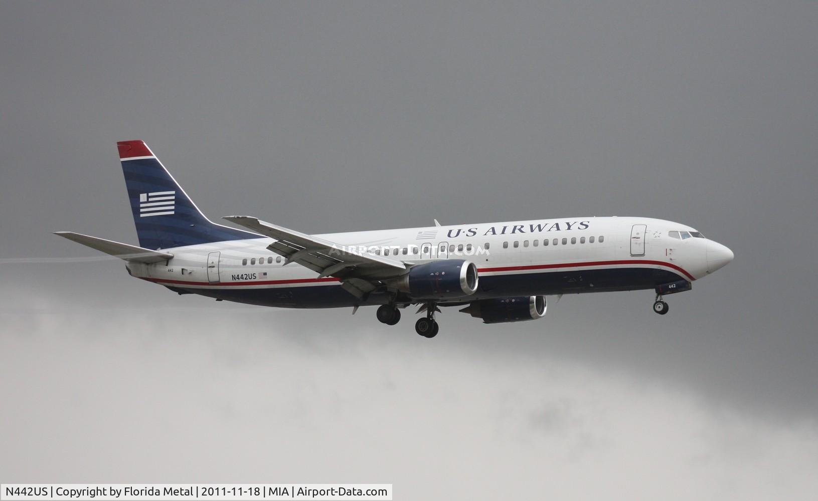 N442US, 1990 Boeing 737-4B7 C/N 24841, US Airways 737