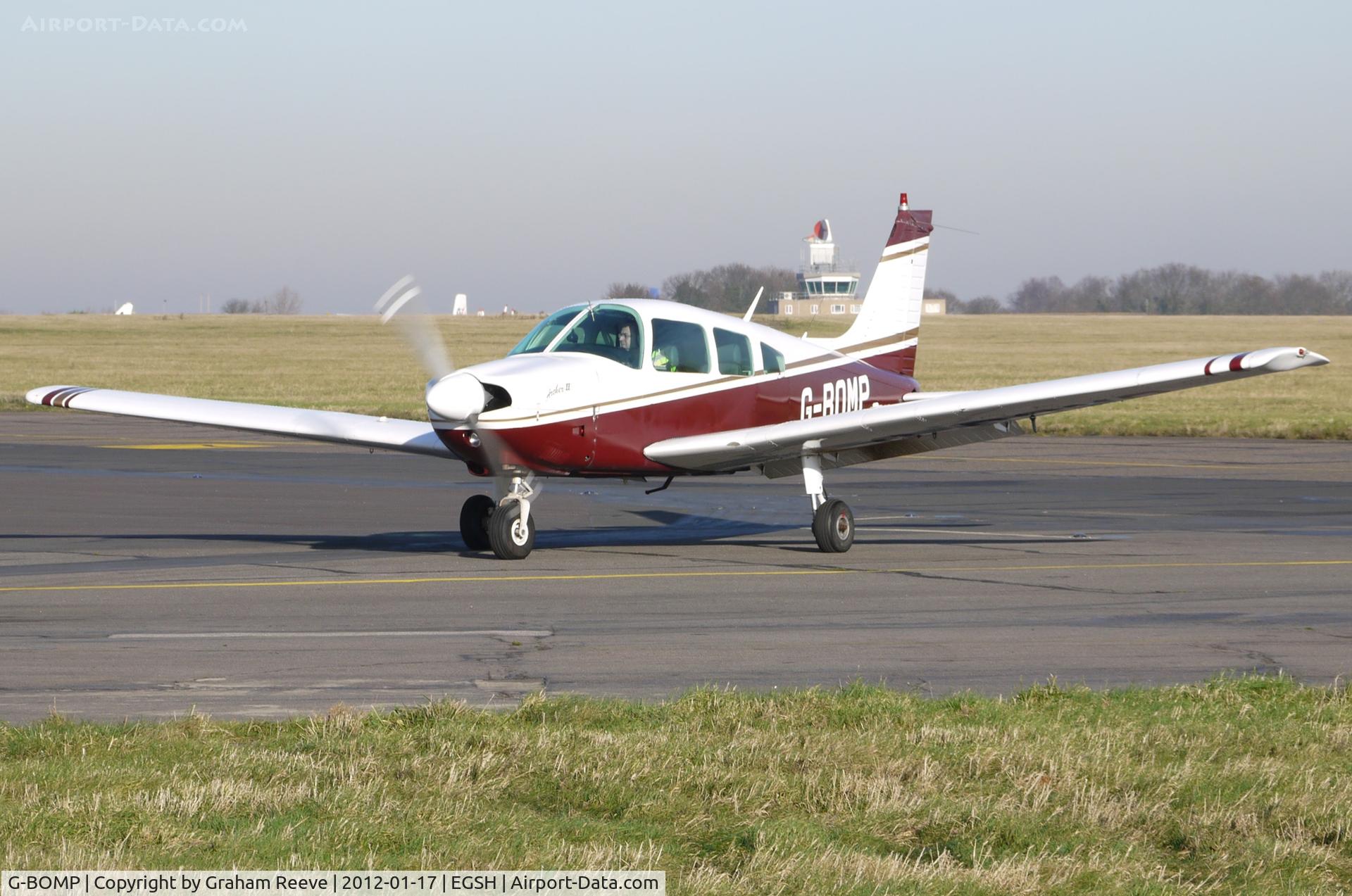 G-BOMP, 1977 Piper PA-28-181 Cherokee Archer II C/N 28-7790249, Just landed.