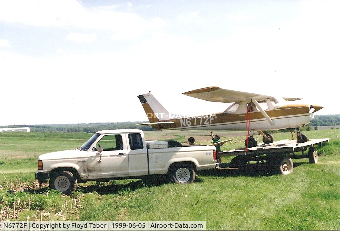 N6772F, 1966 Cessna 150F C/N 15063372, Being hauled away to Osceola Iowa to become my first airplane