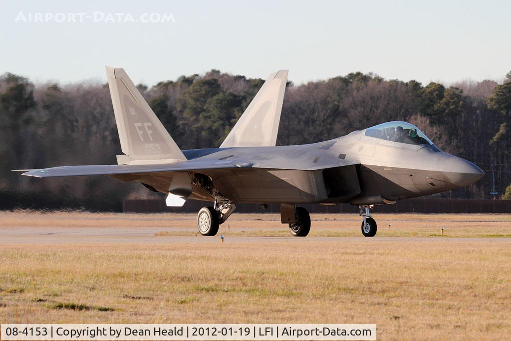 08-4153, 2010 Lockheed Martin F-22A Raptor C/N 4153, USAF Lockheed Martin F-22A Block 35 Raptor 08-4153 with the 27th FS at Langley AFB, Virginia taxiing after returning from a mission.
