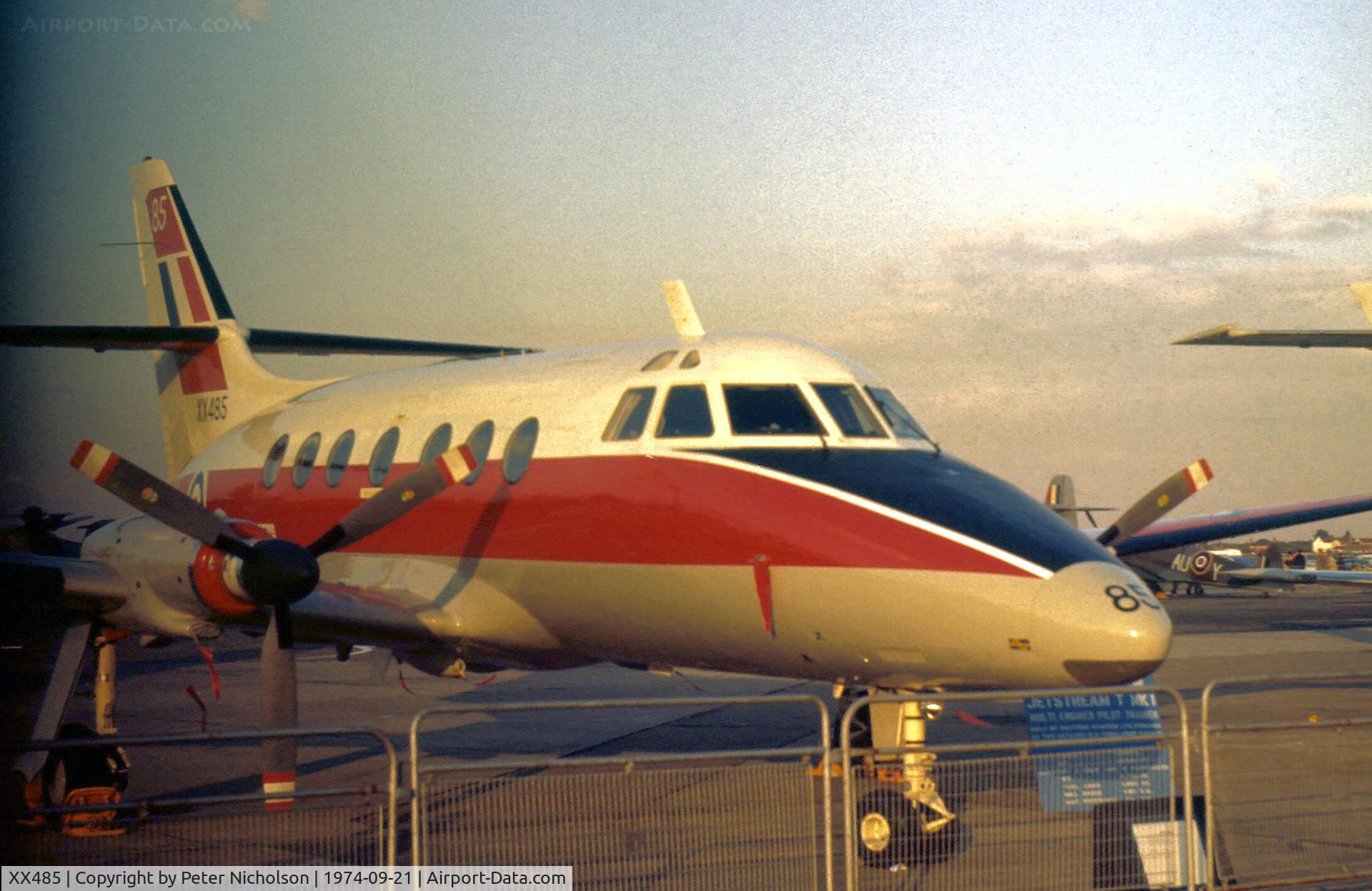XX485, 1974 Scottish Aviation HP-137 Jetstream T.1 C/N 268, Jetstream T.1 of 5 Flying Training School based at RAF Oakington on display at the 1974 RAF Finningley Airshow.