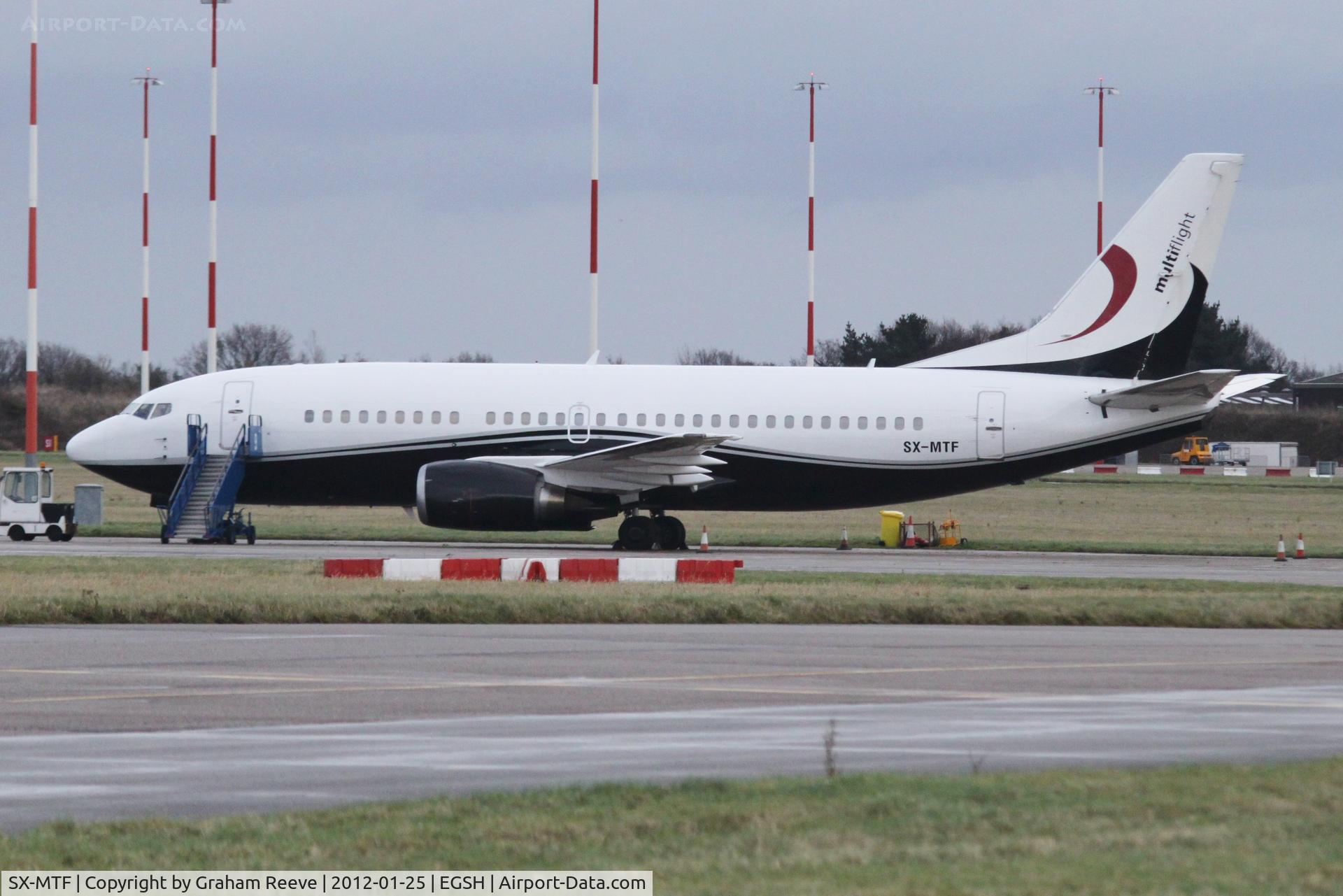 SX-MTF, 1987 Boeing 737-329 C/N 23774, Parked at Norwich.