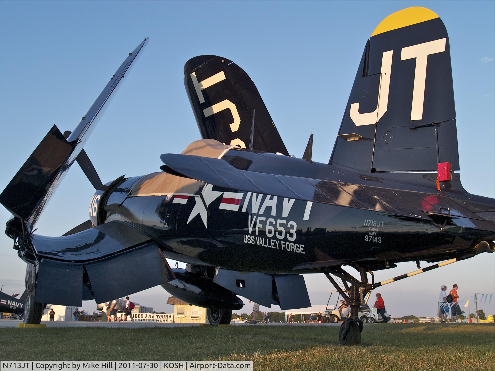 N713JT, 1945 Vought F4U-4B Corsair C/N 97143, Seen on Static Display in the Warbirds area at Airventure, Oshkosh 2011