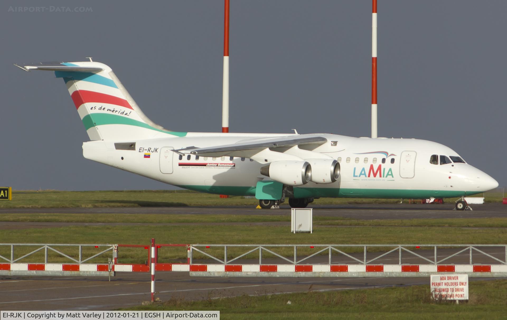 EI-RJK, 1999 British Aerospace Avro 146-RJ85A C/N E2348, Sat on stand 9 after spray into lamia C/S.