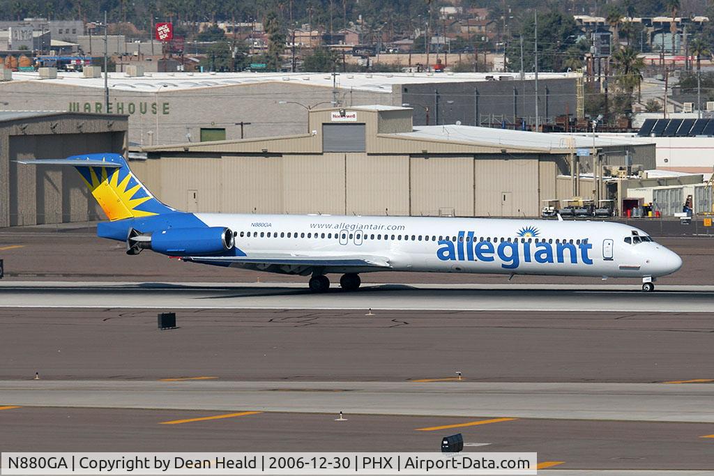 N880GA, 1991 McDonnell Douglas MD-83 (DC-9-83) C/N 49625, Allegiant Air N880GA (FLT AAY4302) rolling out after after arrival from Oklahoma City Int'l (KOKC).