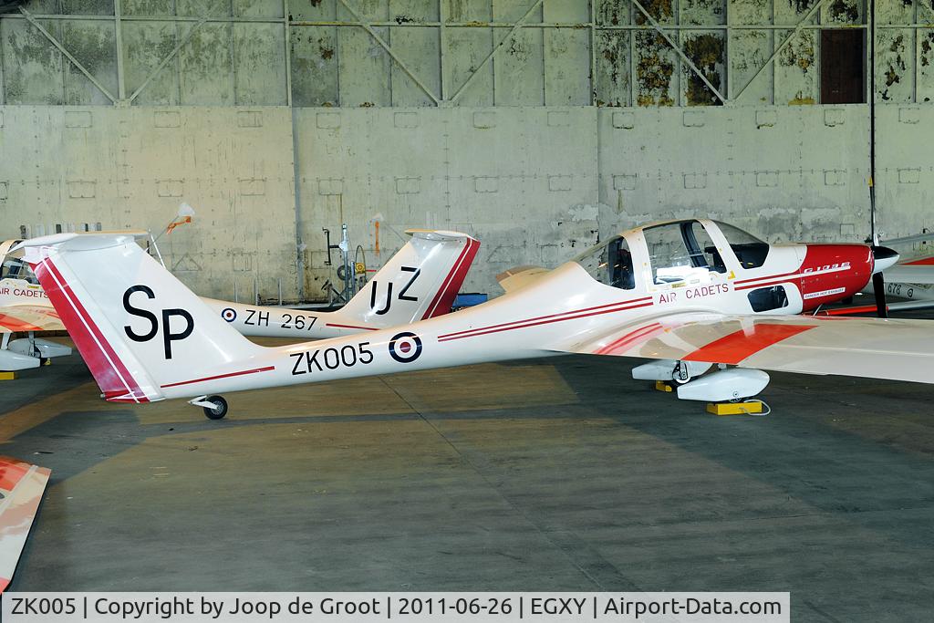 ZK005, Grob G-109B Vigilant T1 C/N 6528, seen in the CGMF hangar at RAF Syerston