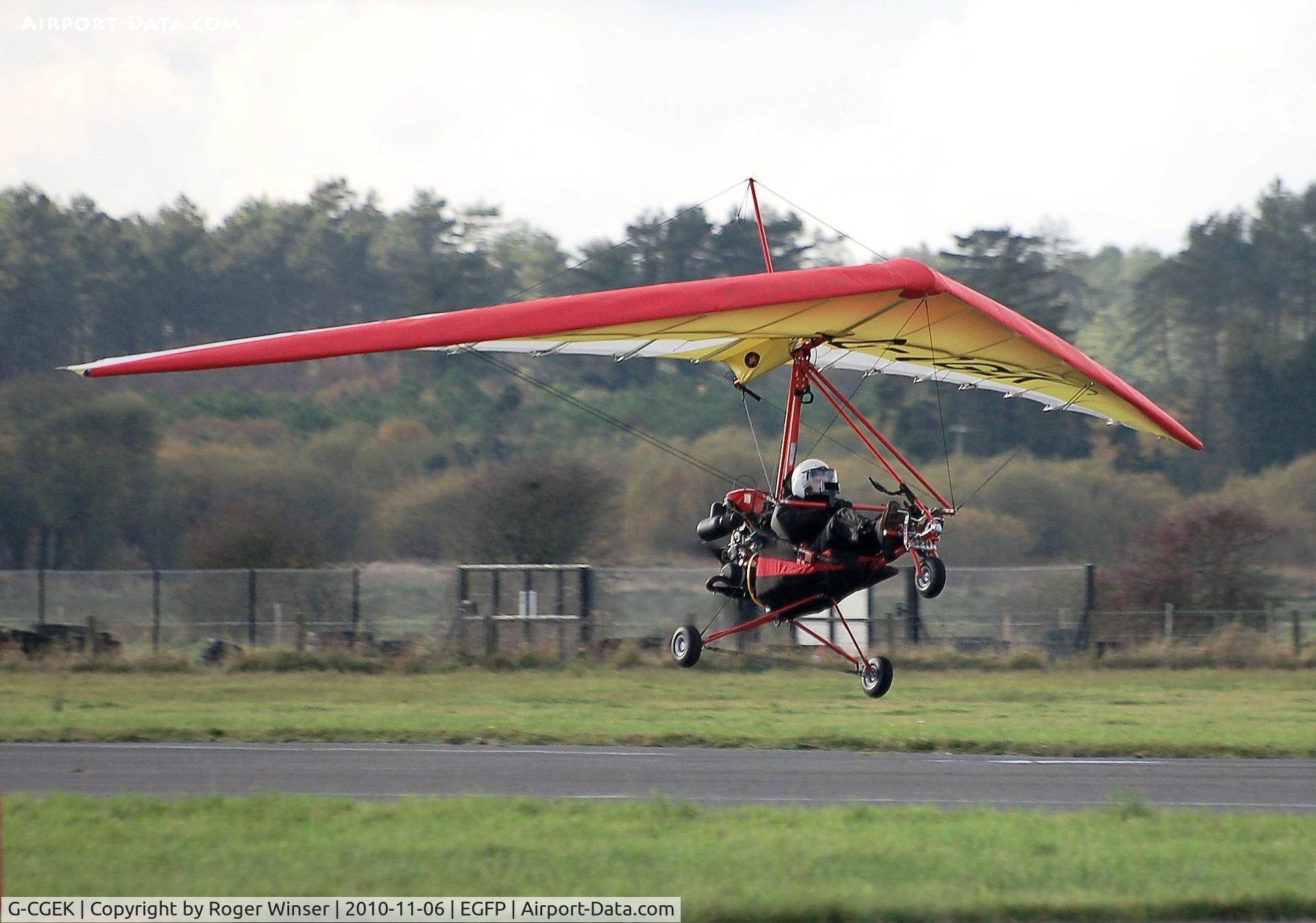 G-CGEK, 2009 Ace Aviation Magic Laser C/N AA00140, Departing Pembrey Airport for a local flight. De-registered 18 July 2012.
