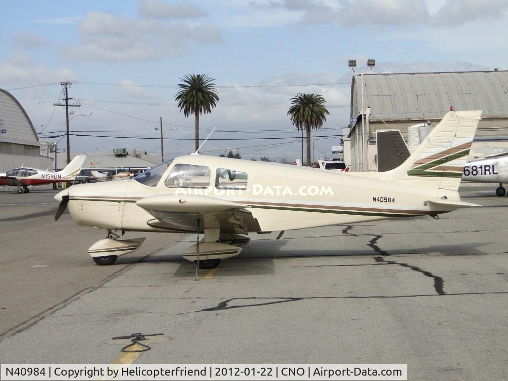 N40984, 1973 Piper PA-28-140 Cherokee C/N 28-7425199, Tied down and parked