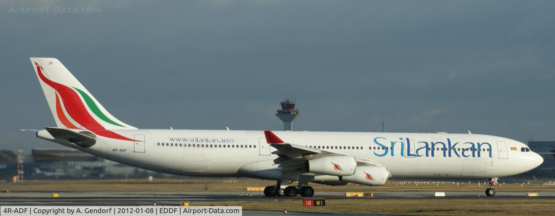 4R-ADF, 2000 Airbus A340-313 C/N 374, Srilankan Airlines, waiting on runway 18 for departure at Frankfurt Int´l (EDDF)