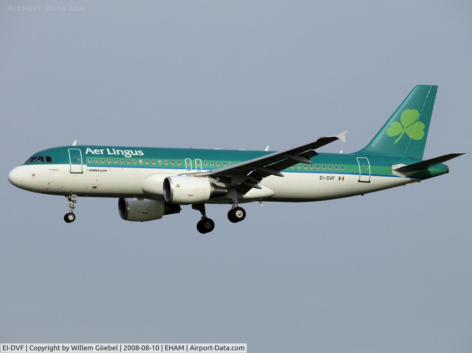 EI-DVF, 2007 Airbus A320-214 C/N 3136, Landing on runway C18 of Amsterdam Airport