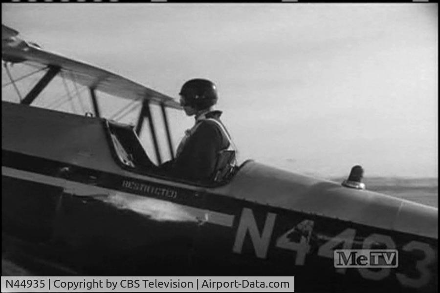 N44935, 1941 Naval Aircraft Factory N3N-3 C/N 3068, Actor Michael Rennie at the controls during the Route 66 episode titled 