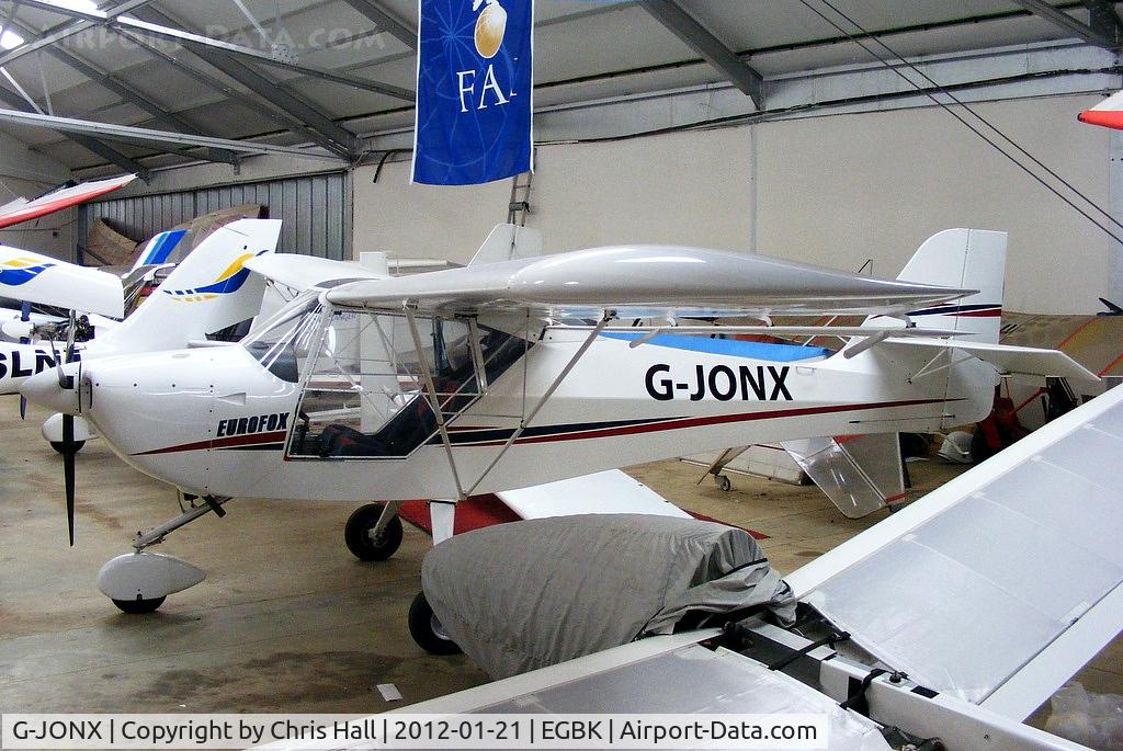 G-JONX, 2010 Aeropro Eurofox 912(1) C/N BMAA/HB/597, inside the Flylight Airsports hangar