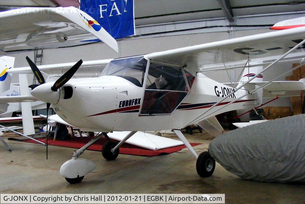 G-JONX, 2010 Aeropro Eurofox 912(1) C/N BMAA/HB/597, inside the Flylight Airsports hangar