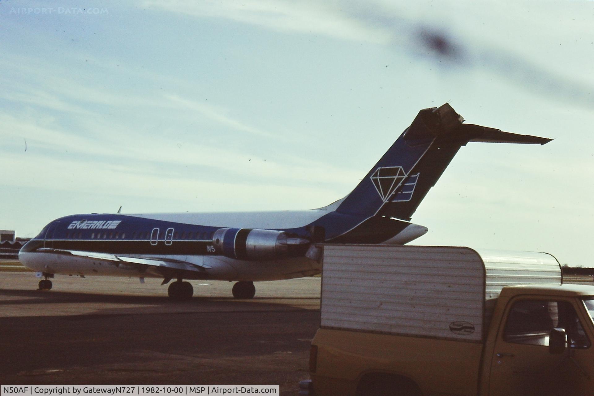 N50AF, 1966 Douglas DC-9-15RC C/N 47010, Emerald Air was based out of Austin, TX, (KAUS) and existed from 1976 to 1991. By process of elimination, this aircraft must be N50AF--no other Emerald Air DC9s began 