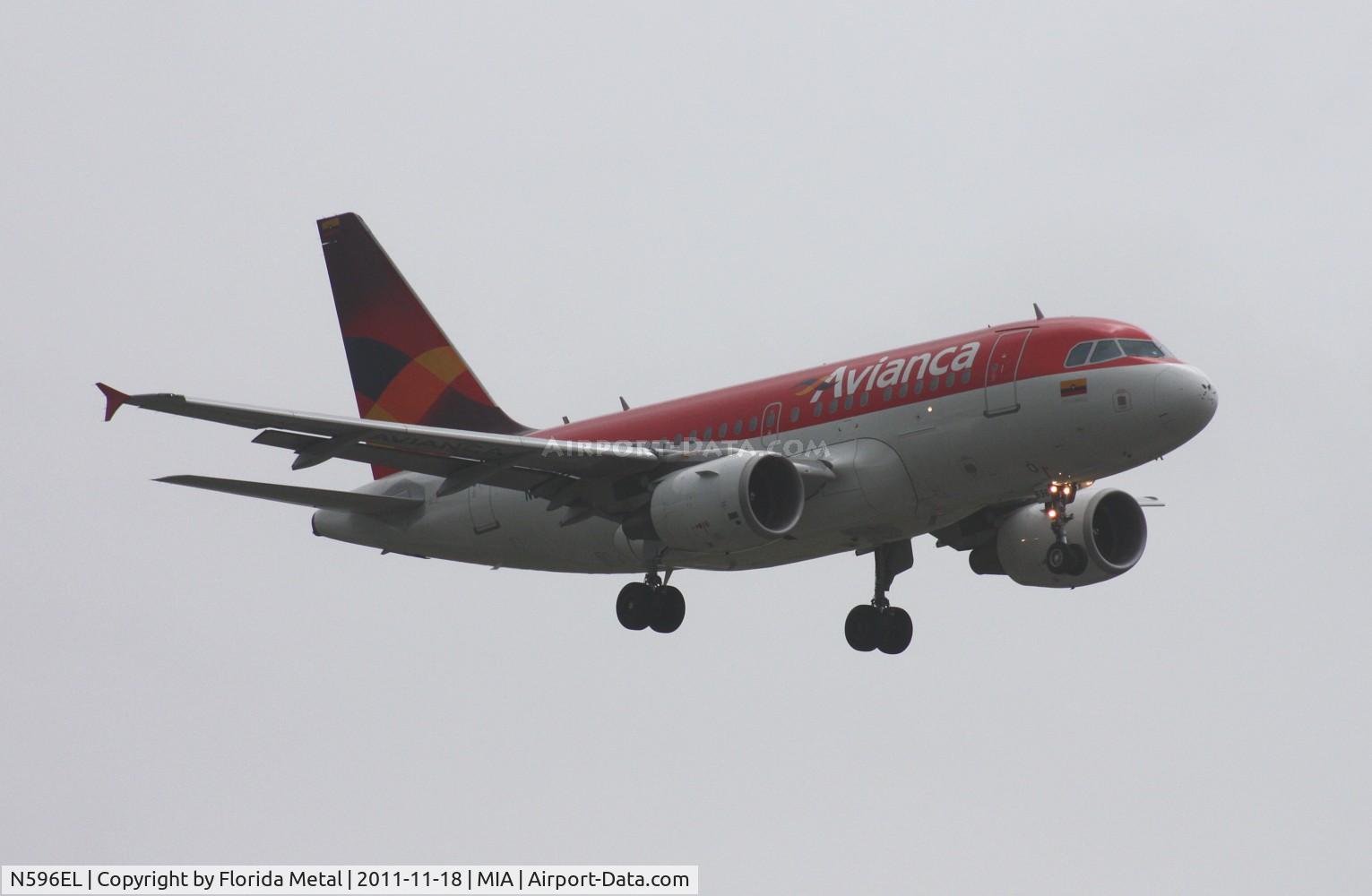 N596EL, 2005 Airbus A318-111 C/N 2523, Avianca A318 landing in the rain