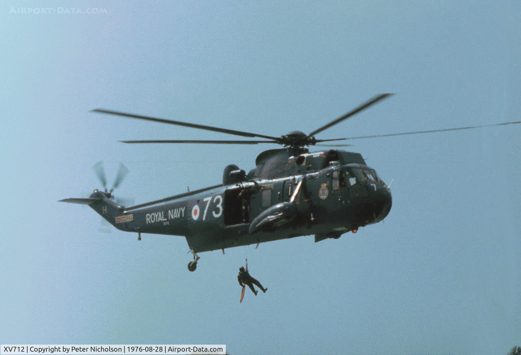 XV712, 1972 Westland Sea King HAS.1 C/N WA683, Sea King HAS.1 of 814 Squadron aboard HMS Hermes on display at the 1976 Portsmouth Navy Day.