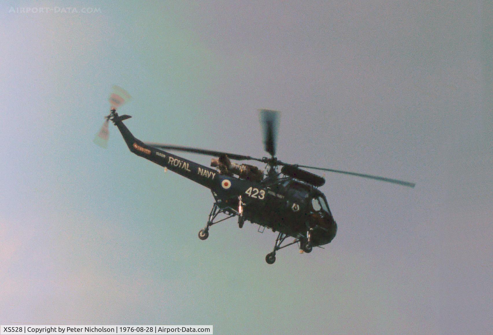 XS528, 1963 Westland Wasp HAS.1 C/N F9544, Wasp HAS.1 of 829 Squadron on display at the 1976 Portsmouth Navy Day.