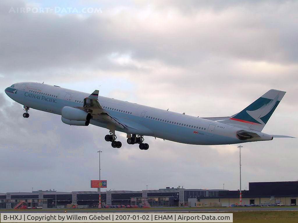 B-HXJ, Airbus A340-313 C/N 227, Take off from runway 24 of Schiphol Airport