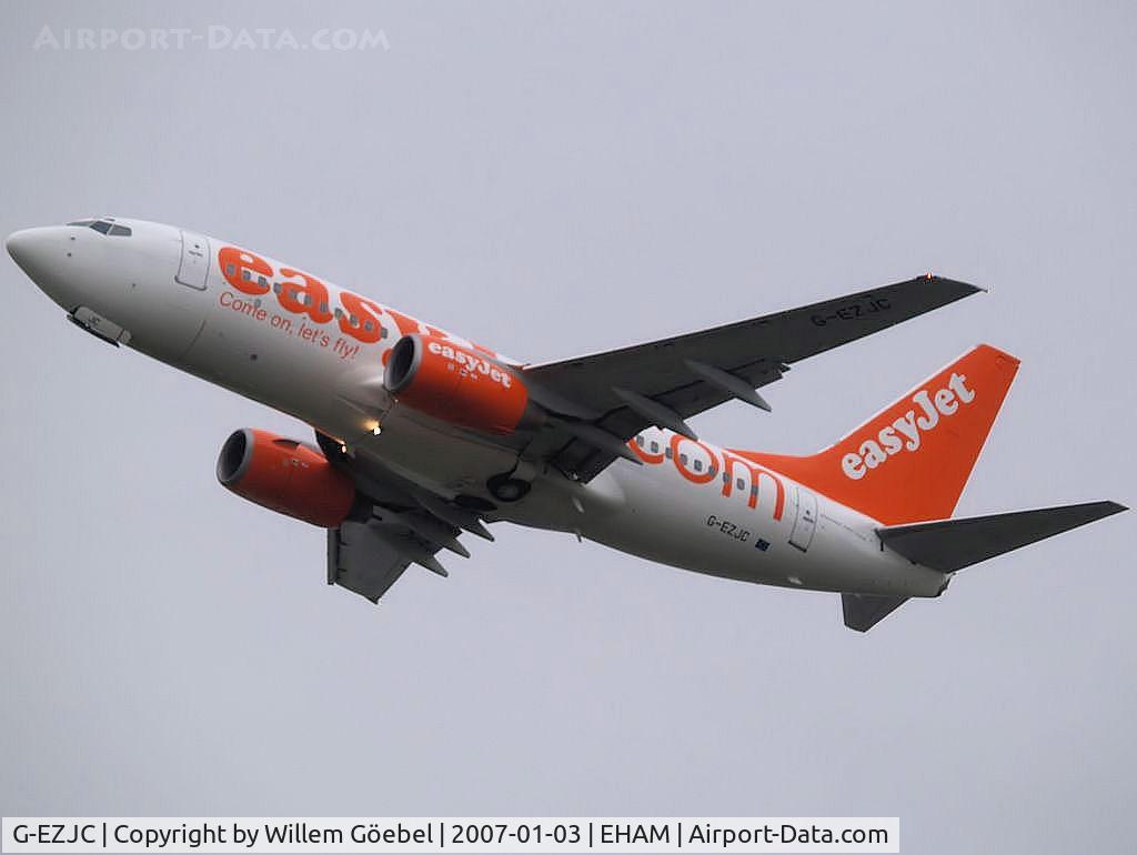 G-EZJC, 2000 Boeing 737-73V C/N 30237, Take off from runway 24 of Schiphol Airport