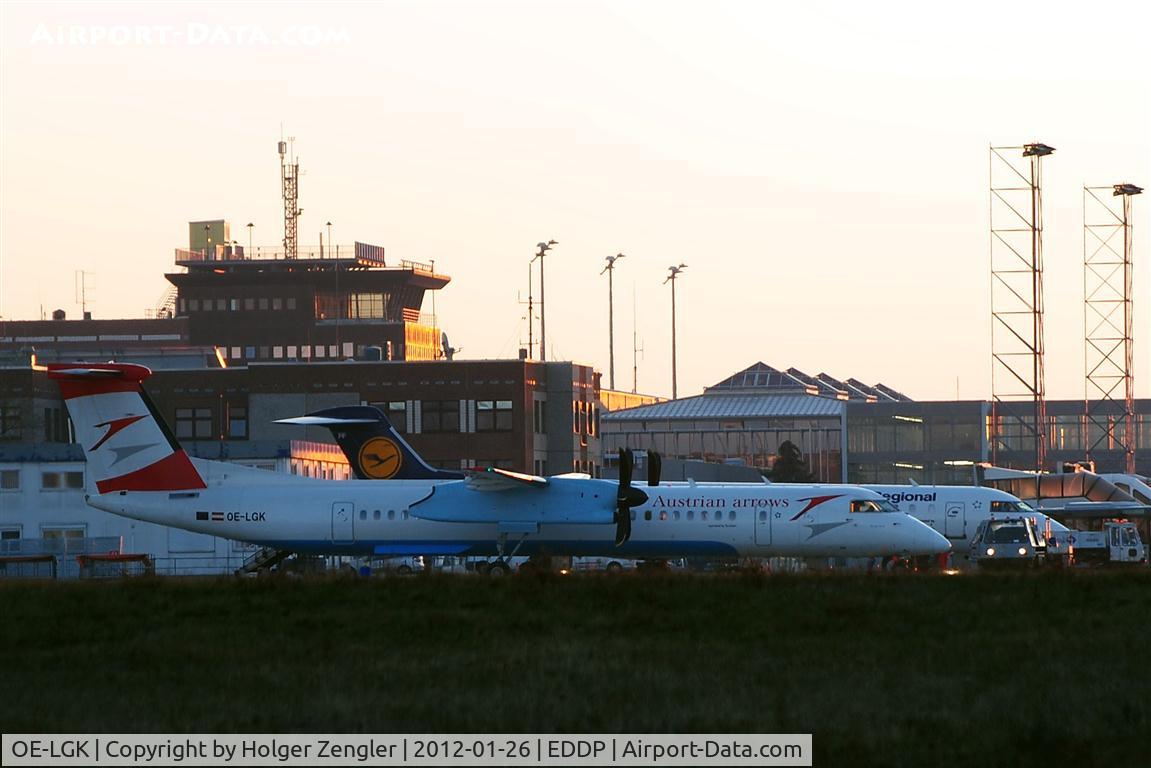 OE-LGK, 2009 De Havilland Canada DHC-8-402Q Dash 8 C/N 4280, Morning shuttle from Vienna is getting prepared for return flight.