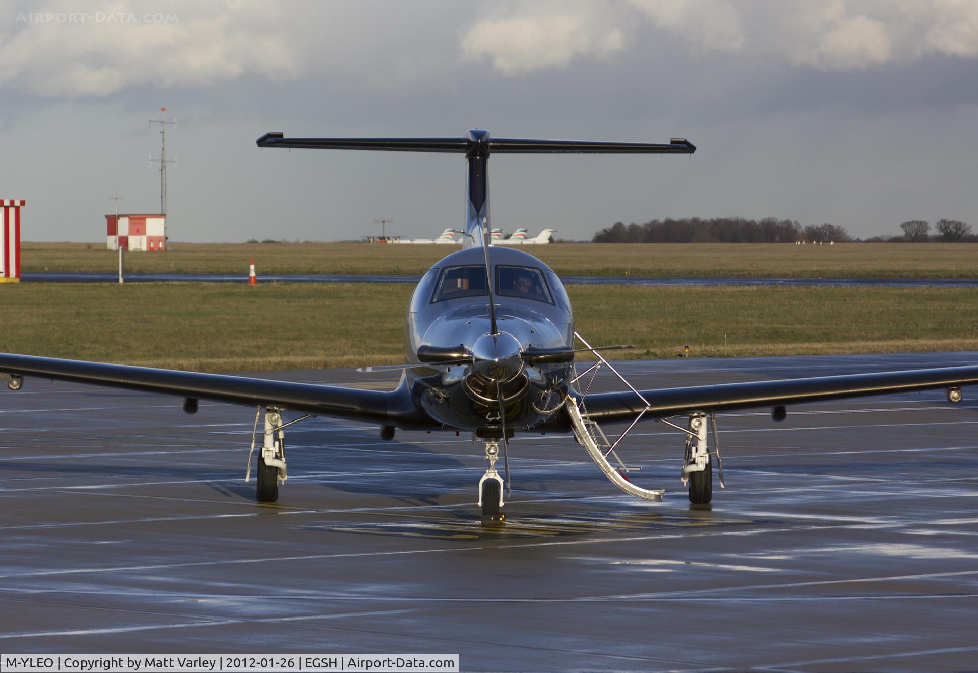 M-YLEO, 2010 Pilatus PC-12/47E C/N 1235, Sat on stand at SaxonAir.