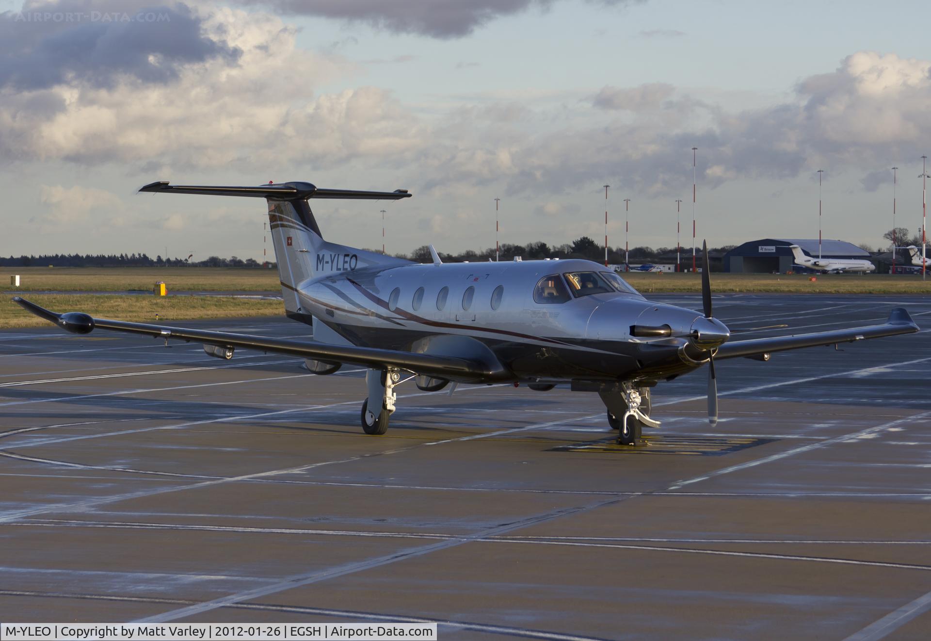 M-YLEO, 2010 Pilatus PC-12/47E C/N 1235, Sat on stand at SaxonAir.