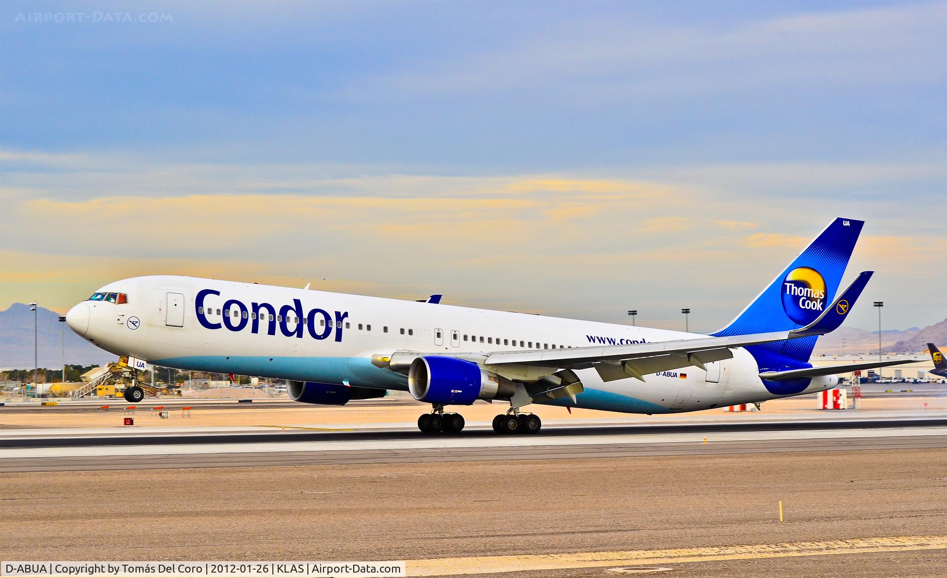 D-ABUA, 1992 Boeing 767-330/ER C/N 26991, Condor (Thomas Cook) Boeing 767-330/ER D-ABUA (cn 26991/455)

- Las Vegas - McCarran International (LAS / KLAS)
USA - Nevada, January 26, 2012
Photo: Tomás Del Coro