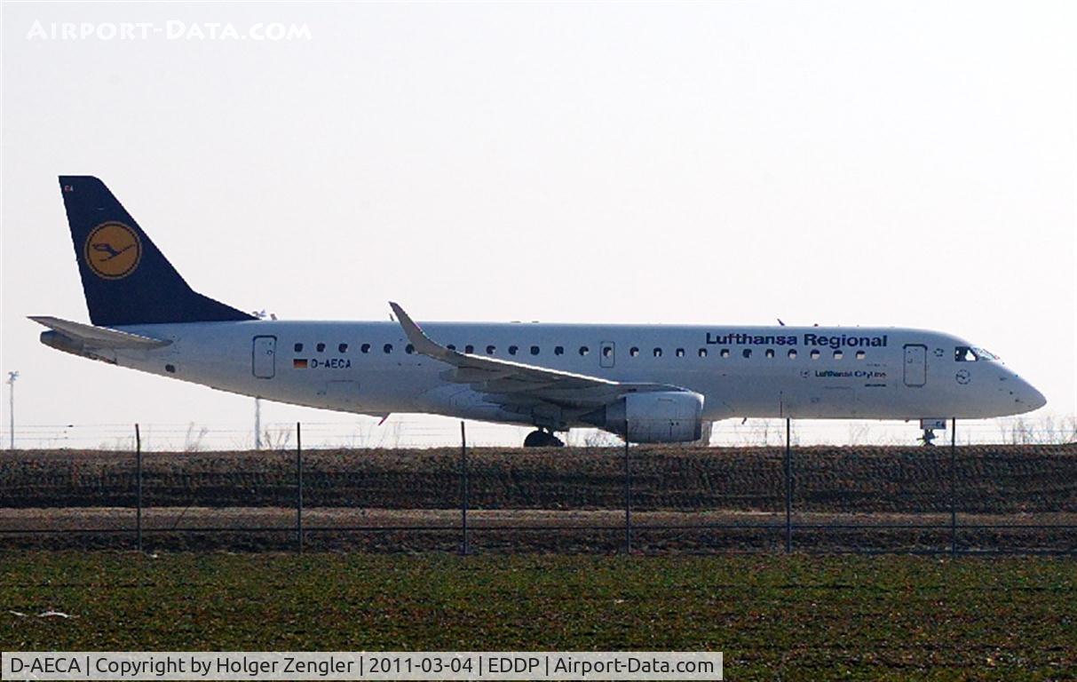 D-AECA, 2009 Embraer 190LR (ERJ-190-100LR) C/N 19000327, Taxiing to gate no. 132.....