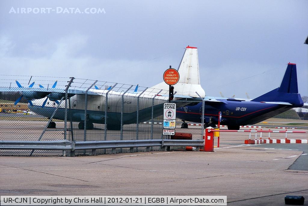 UR-CJN, 1971 Antonov An-12TB C/N 01348006, Aero-Charter Ukraine An-12 alongside UR-CGV of Meridian